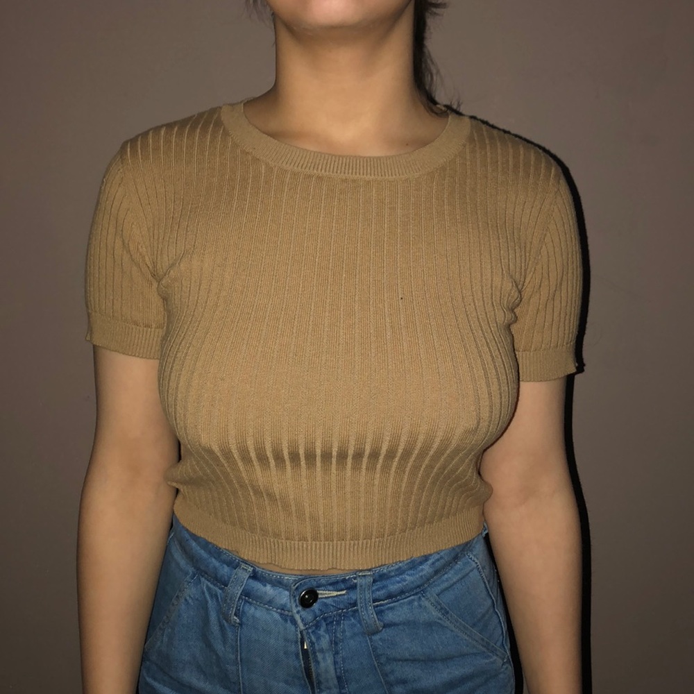 tan sweater top